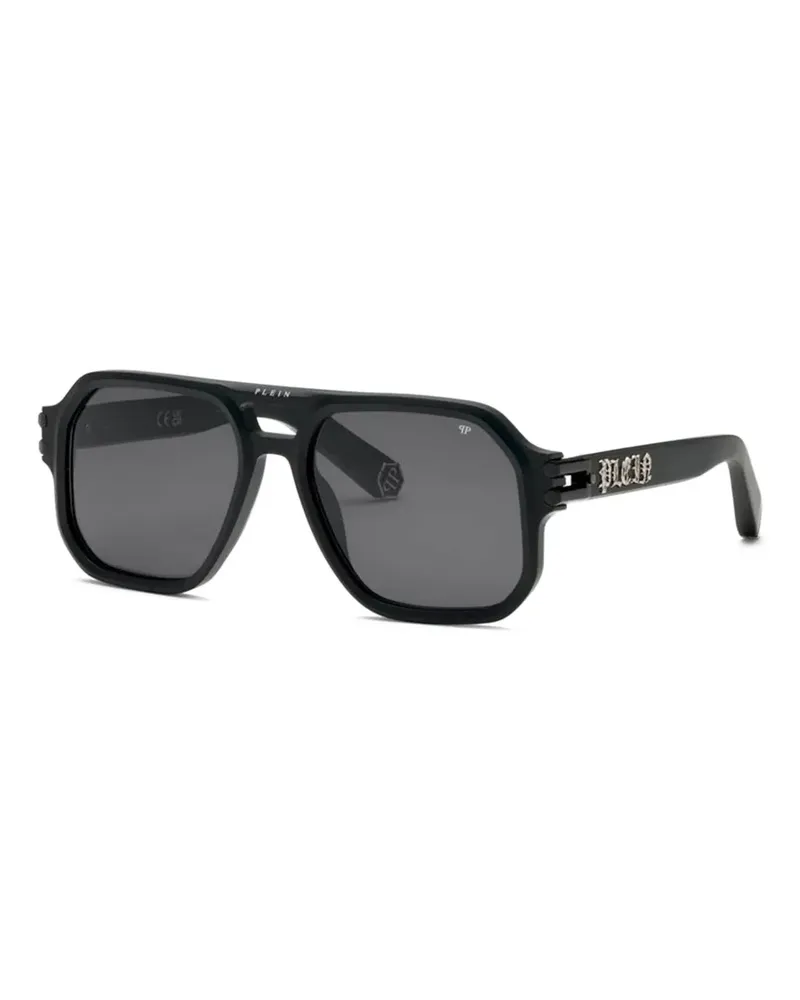 Philipp Plein Sonnenbrille mit Oversized-Gestell - Schwarz Schwarz