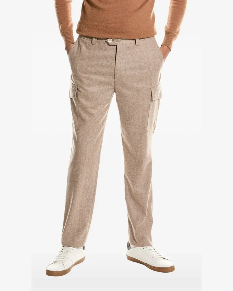 Brunello Cucinelli flannel cargo-pocket chino trousers - Nude Nude