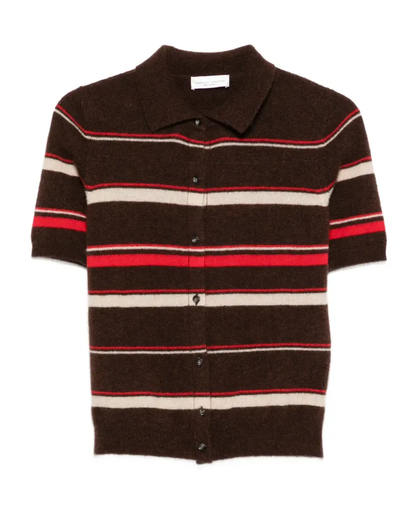 Roberto Collina striped short-sleeved shirt - Braun Braun