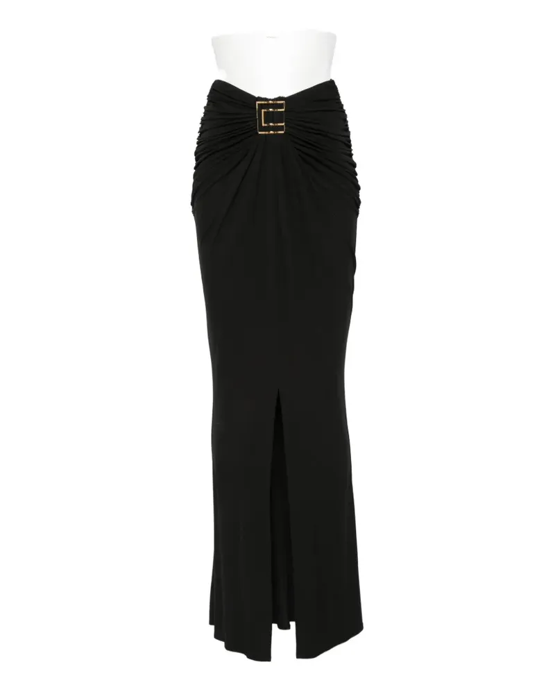 Elisabetta Franchi ruched logo-plaque skirt - Schwarz Schwarz