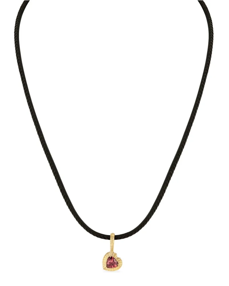 Lizzie Mandler 18kt Heart Gelbgoldhalskette mit Turmalin-Anhänger Gold
