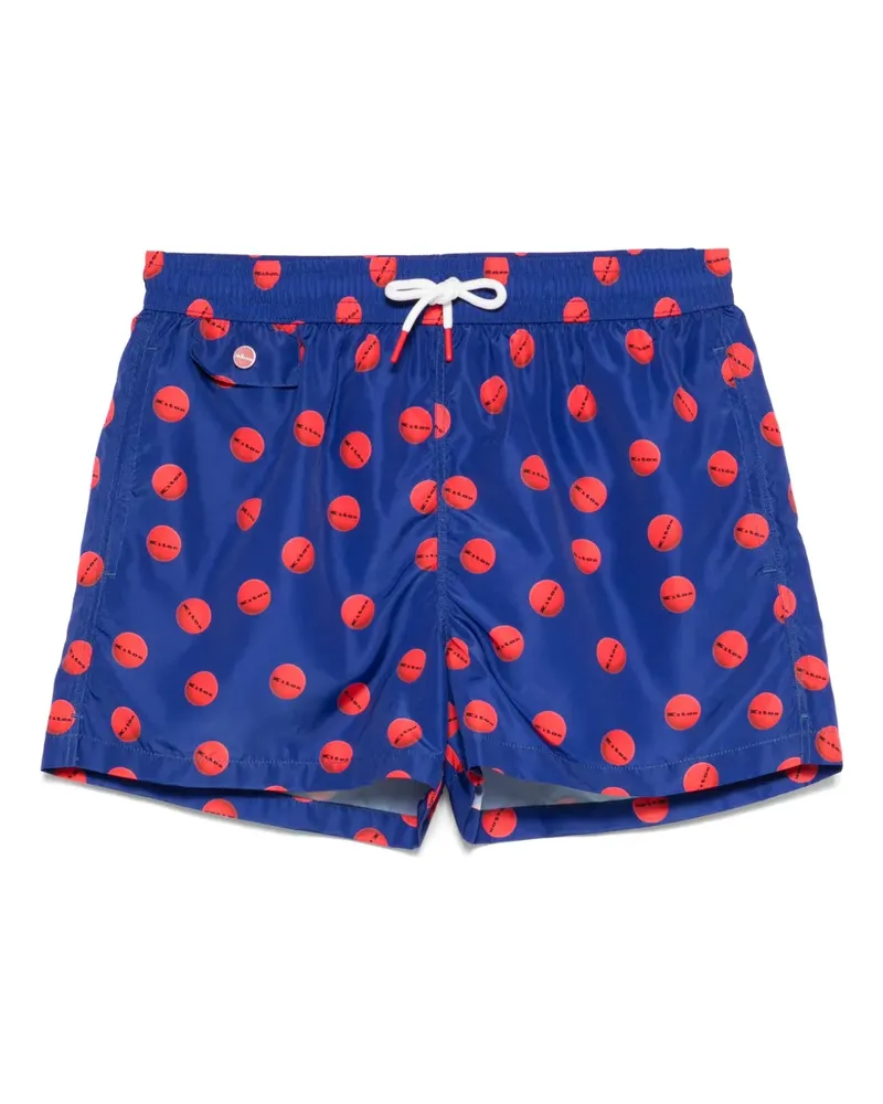 Kiton Badeshorts mit Logo-Print - Blau Blau