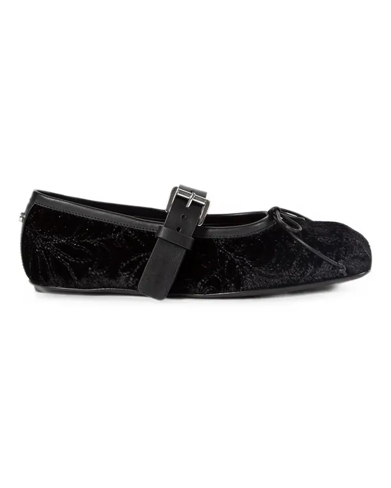 Ann Demeulemeester Ballerinas aus Samt mit Paisley-Stickerei - Schwarz Schwarz
