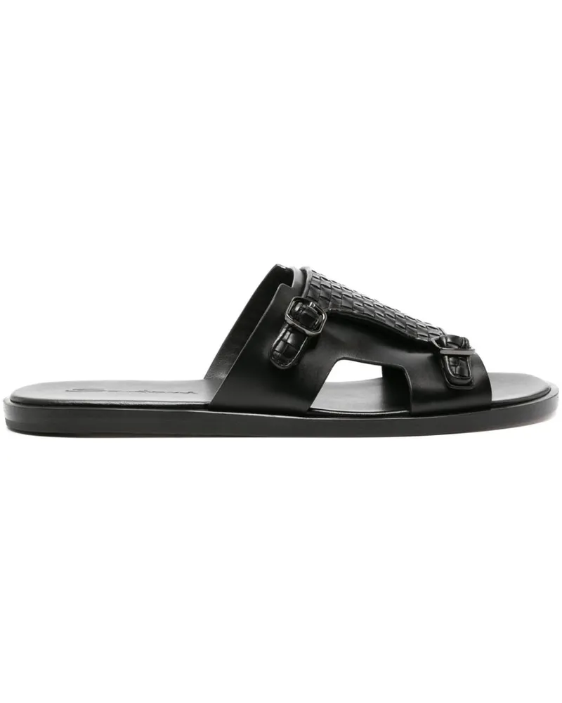 Santoni Duo Pantoletten aus Leder - Schwarz Schwarz