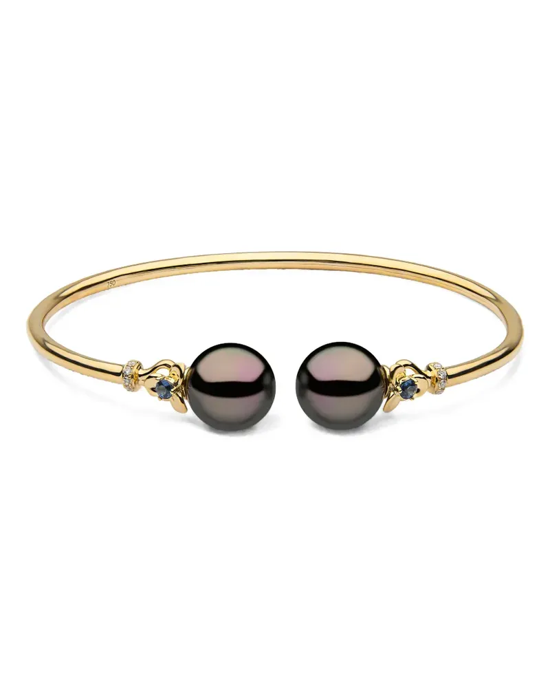 YOKO London Tahitian pearl and sapphire bangle - Gold Gold