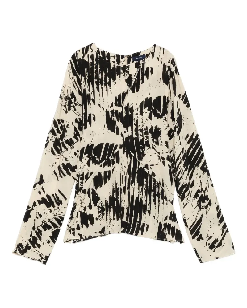 Soeur Seidentop mit abstraktem Print - Nude Nude