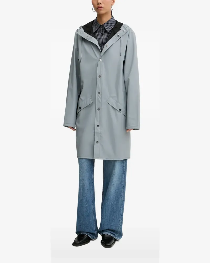 RAINS hooded press-stud raincoat - Grau Grau