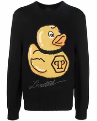 Philipp Plein Pullover mit aufgestickter Ente Schwarz