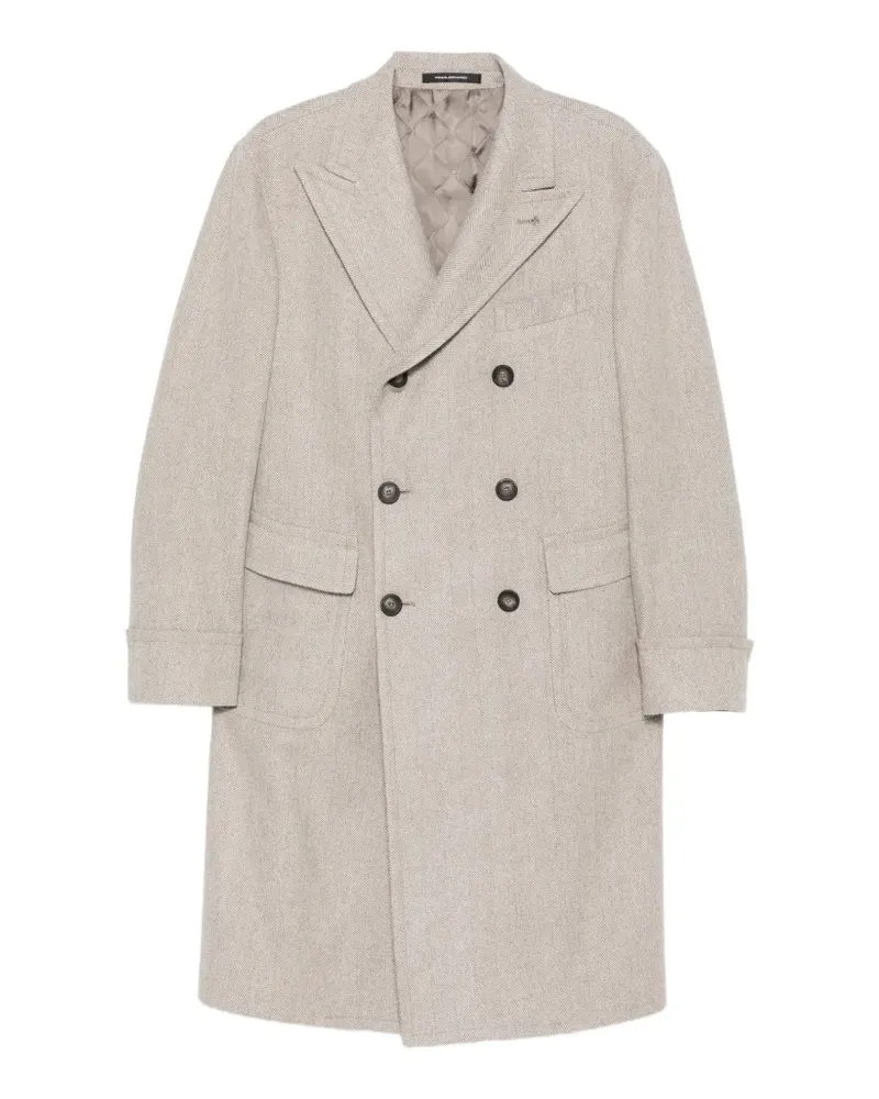 Tagliatore double-breasted herringbone-pattern coat - Nude Nude