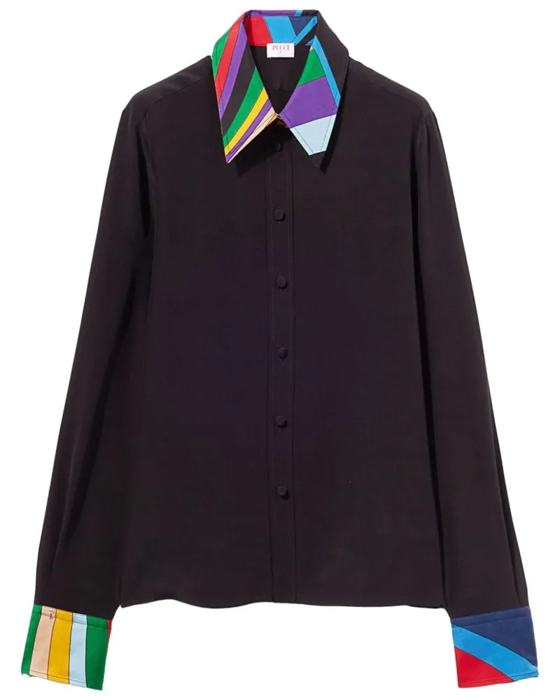Emilio Pucci Seidenhemd mit abstraktem Print - Schwarz Schwarz
