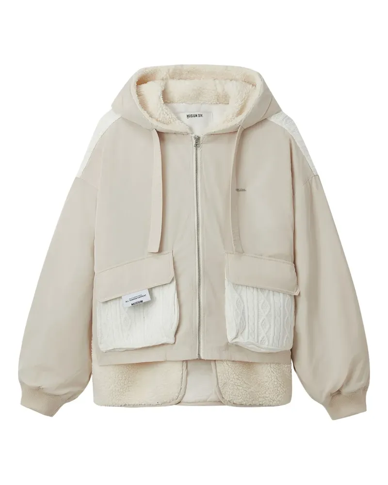 Musium Div. hooded cable-knit pocket jacket - Nude Nude