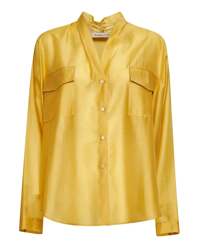 Blanca pleated-back pocket-detail blouse - Gelb Gelb