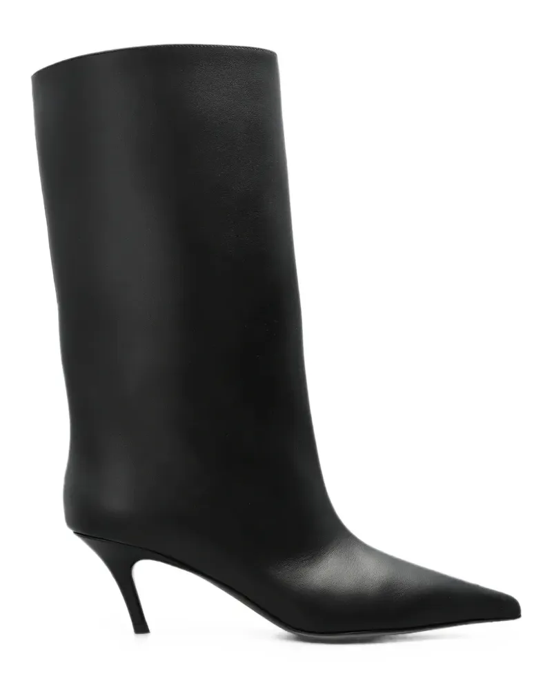 Amina Muaddi Fiona Stiefel mit spitzer Kappe 60mm - Schwarz Schwarz