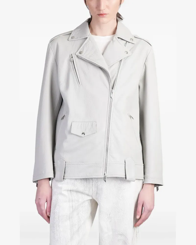Salvatore Santoro Bikerjacke aus Leder - Grau Grau