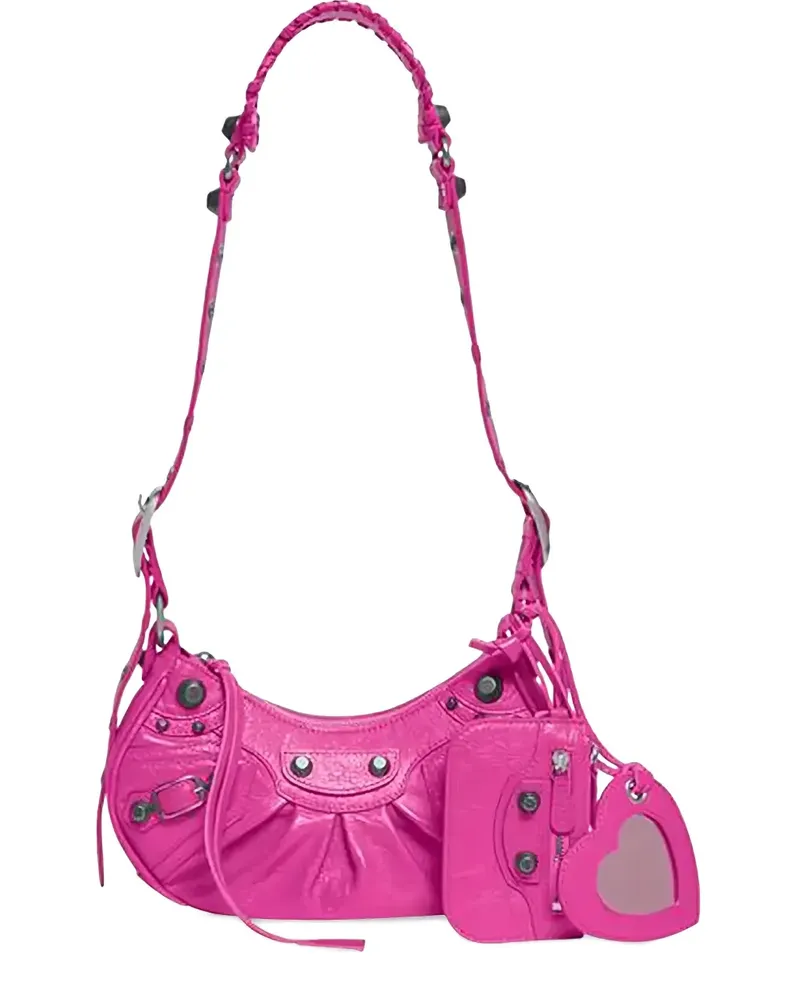 Balenciaga XS Le Cagole Schultertasche mit geflochtenem Riemen - Rosa Rosa