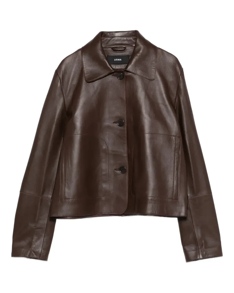Arma buttoned collared leather jacket - Braun Braun