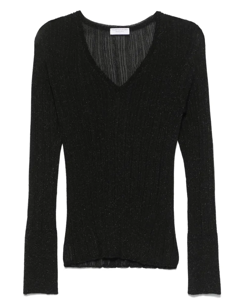 Majestic T-Shirt mit Lurex-Detail - Schwarz Schwarz