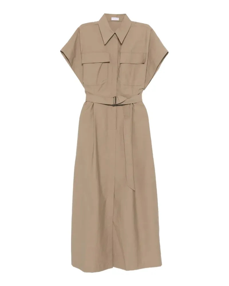 Brunello Cucinelli pocket belted midi dress - Nude Nude