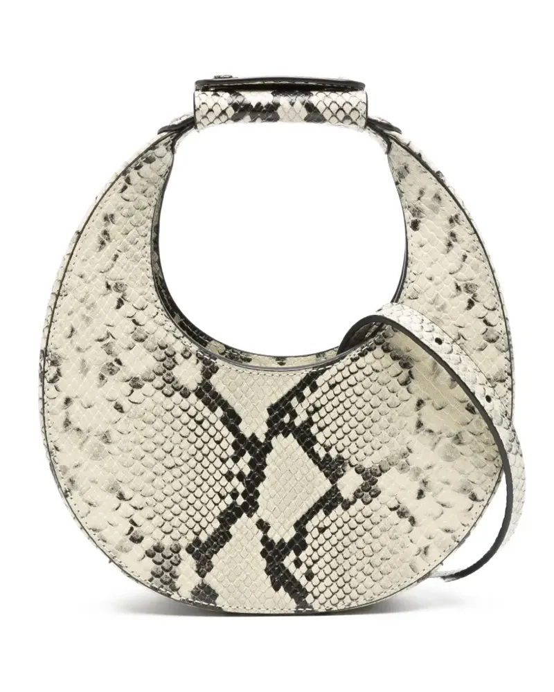 STAUD Goodnight Moon snakeskin top-handle tote bag - Weiß Weiß