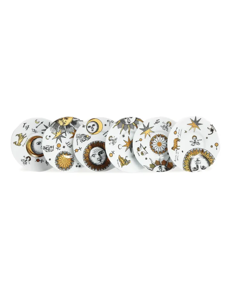 Fornasetti Set aus sechs Espresso-Tassen - Weiß Weiß
