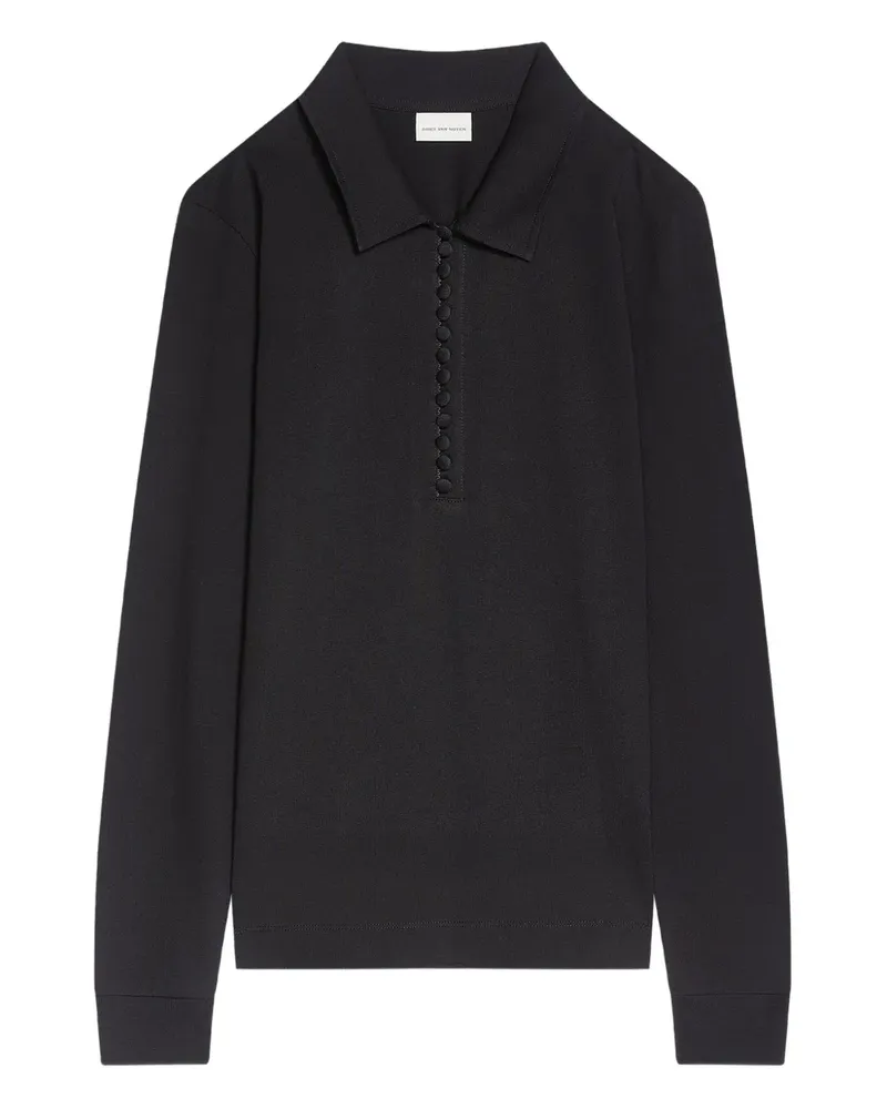 Dries van Noten Poloshirt mit Knopfverschluss - Schwarz Schwarz