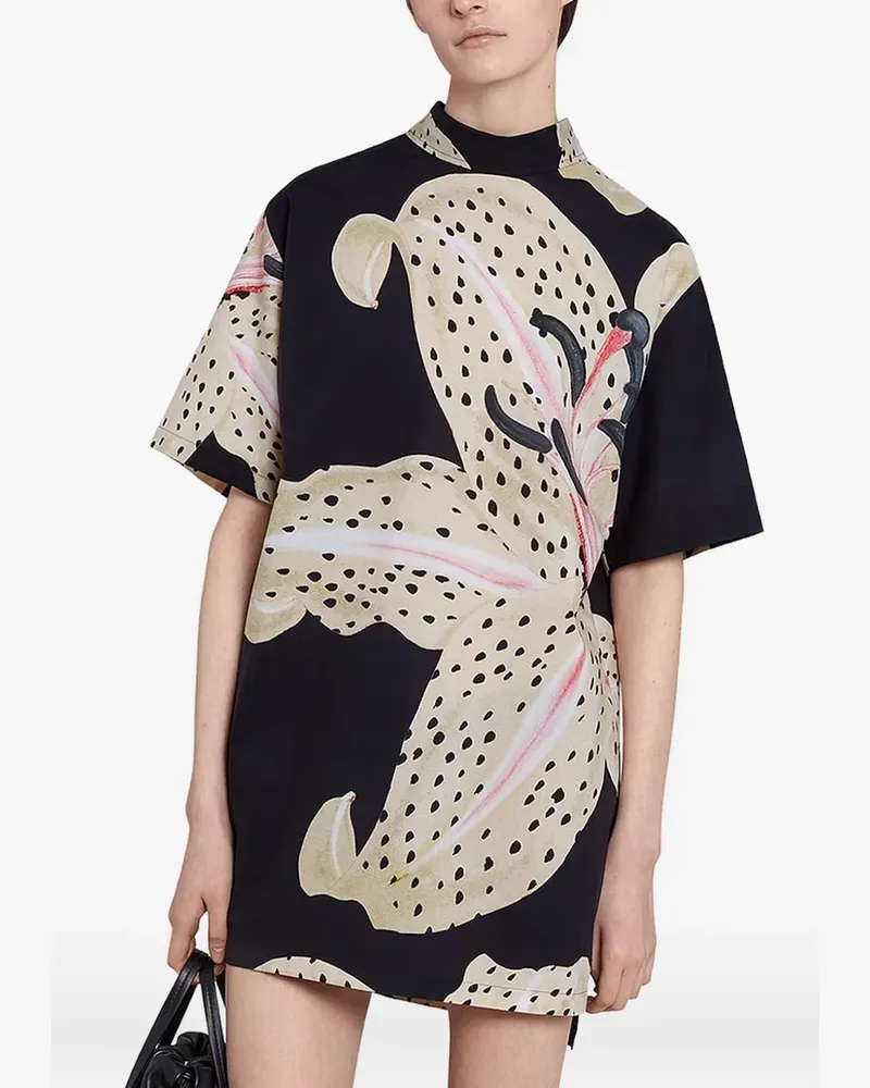 Giambattista Valli Popeline-Bluse mit Lilien-Print - Schwarz Schwarz
