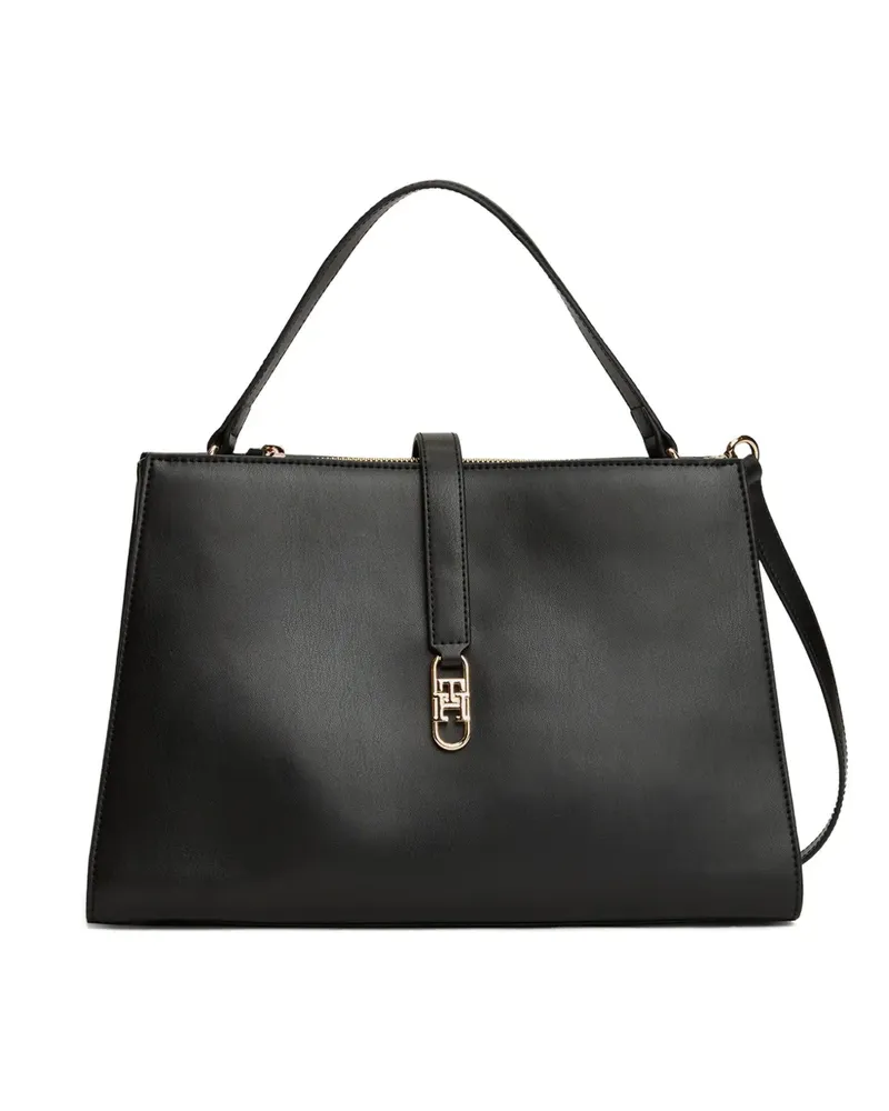 Tommy Hilfiger Schultertasche mit Logo-Schild - Schwarz Schwarz