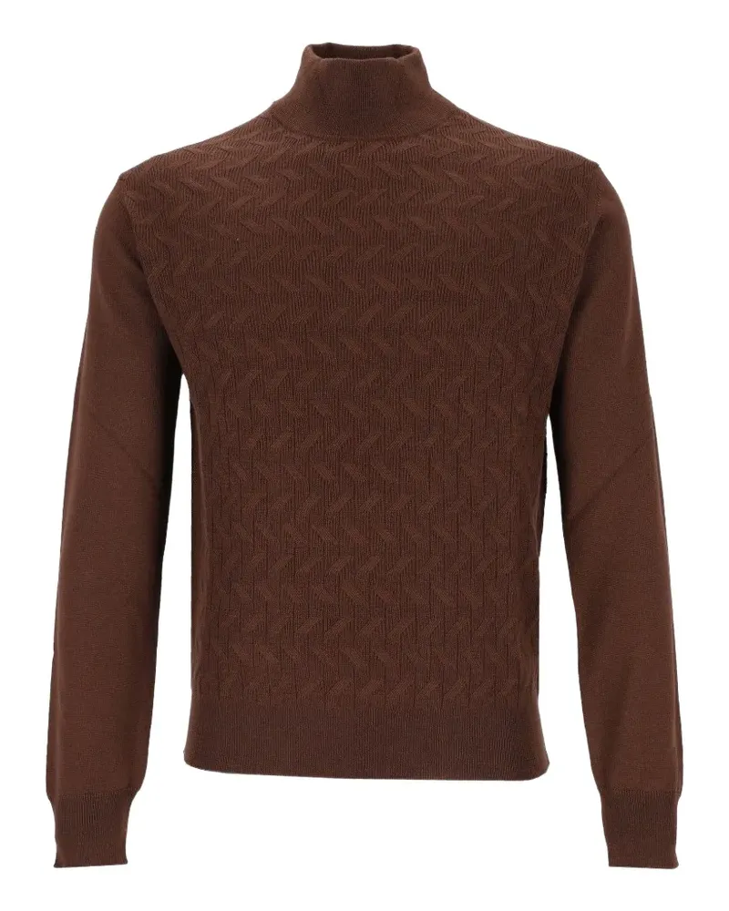 Corneliani intarsia-knit high-neck sweater - Braun Braun