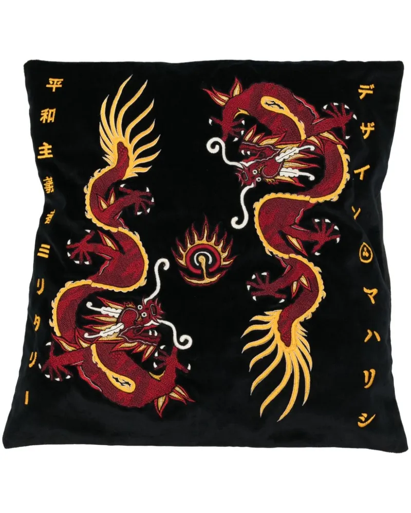 maharishi Original Dragon Kissen (45cm x 45cm) - Schwarz Schwarz