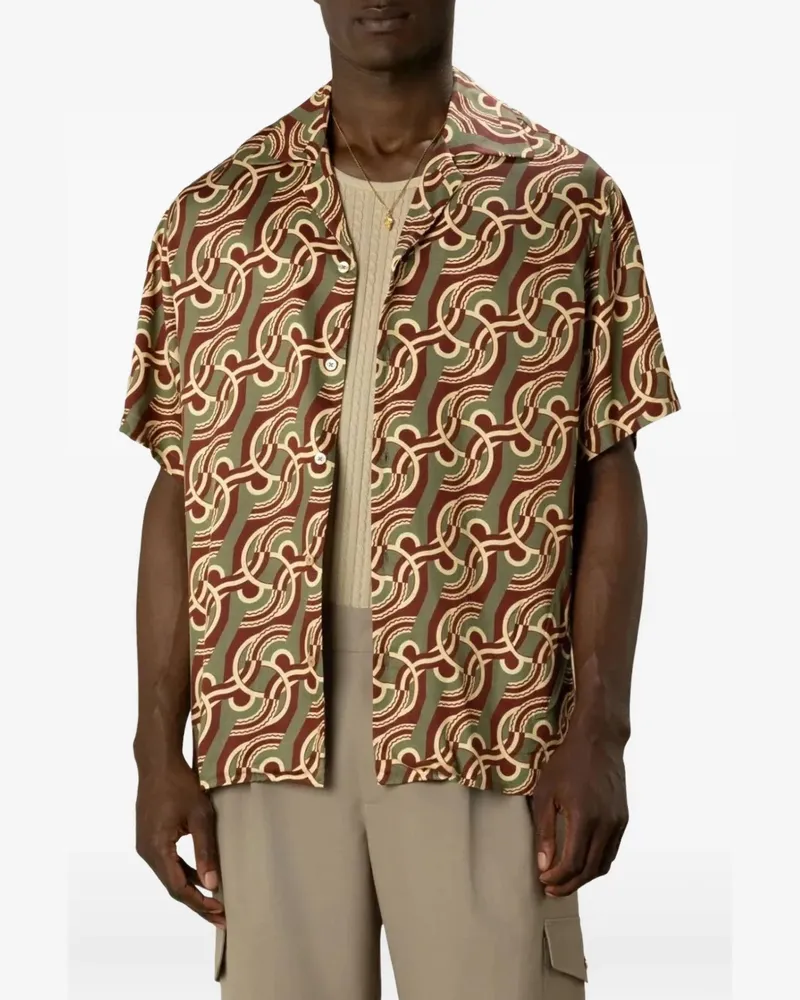 Drôle de Monsieur Hemd mit Kettenglied-Monogramm-Print - Grün Grün