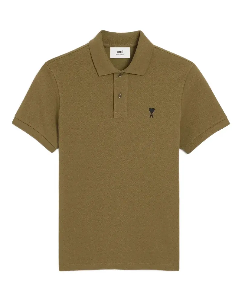 AMI Paris heart-logo cotton polo shirt - Grün Grün