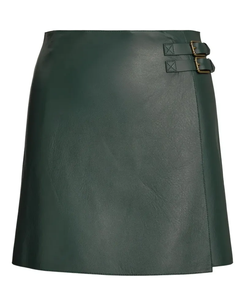 Ralph Lauren Leder-Minirock mit doppelter Schnalle - Grün Grün