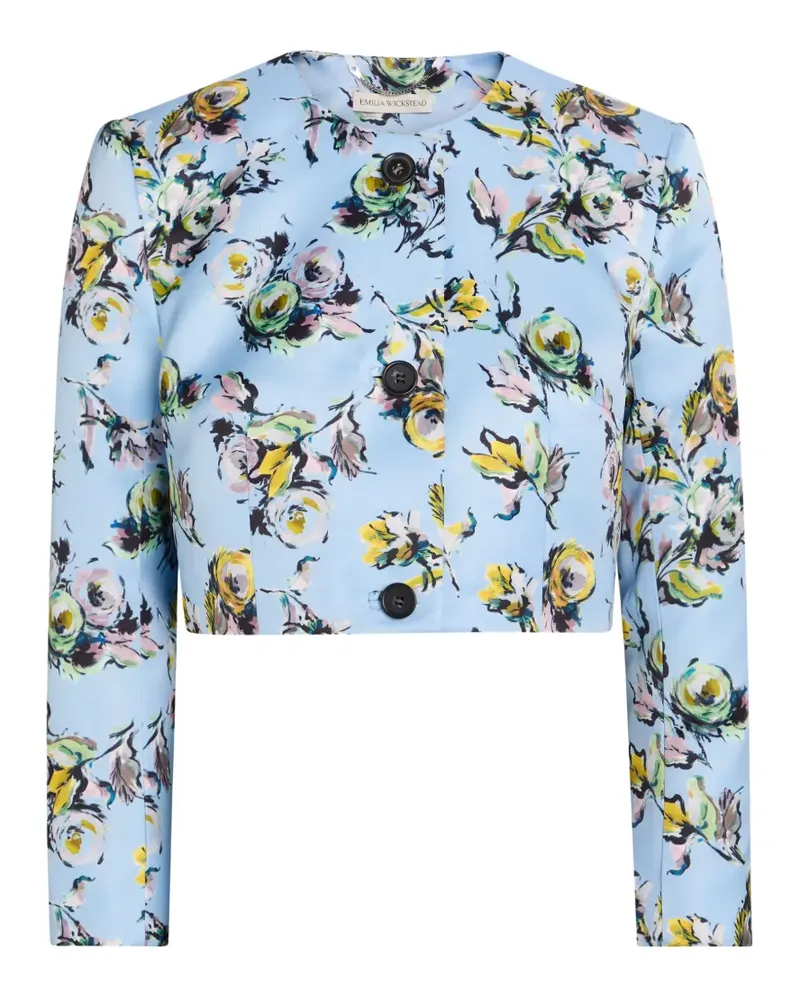 EMILIA WICKSTEAD Lizette floral-print cropped jacket - Blau Blau