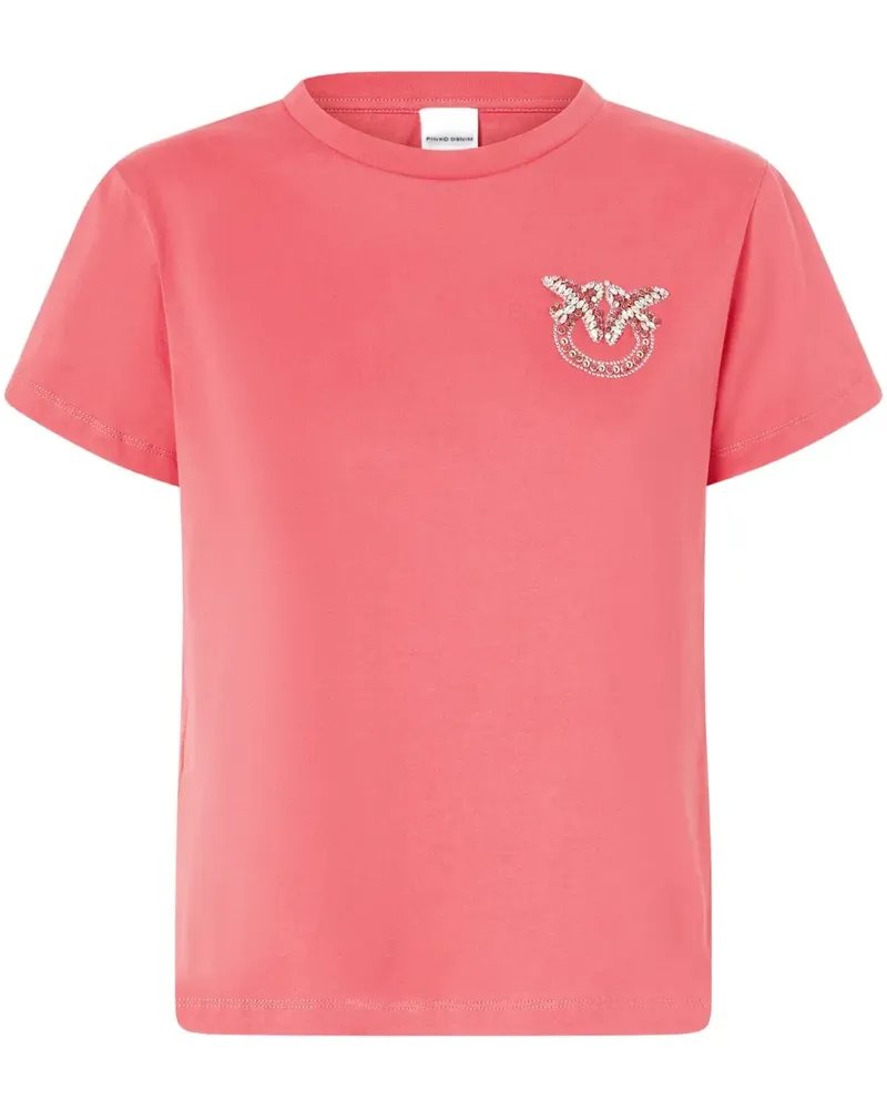 Pinko T-Shirt mit Love Birds-Stickerei - Rosa Rosa