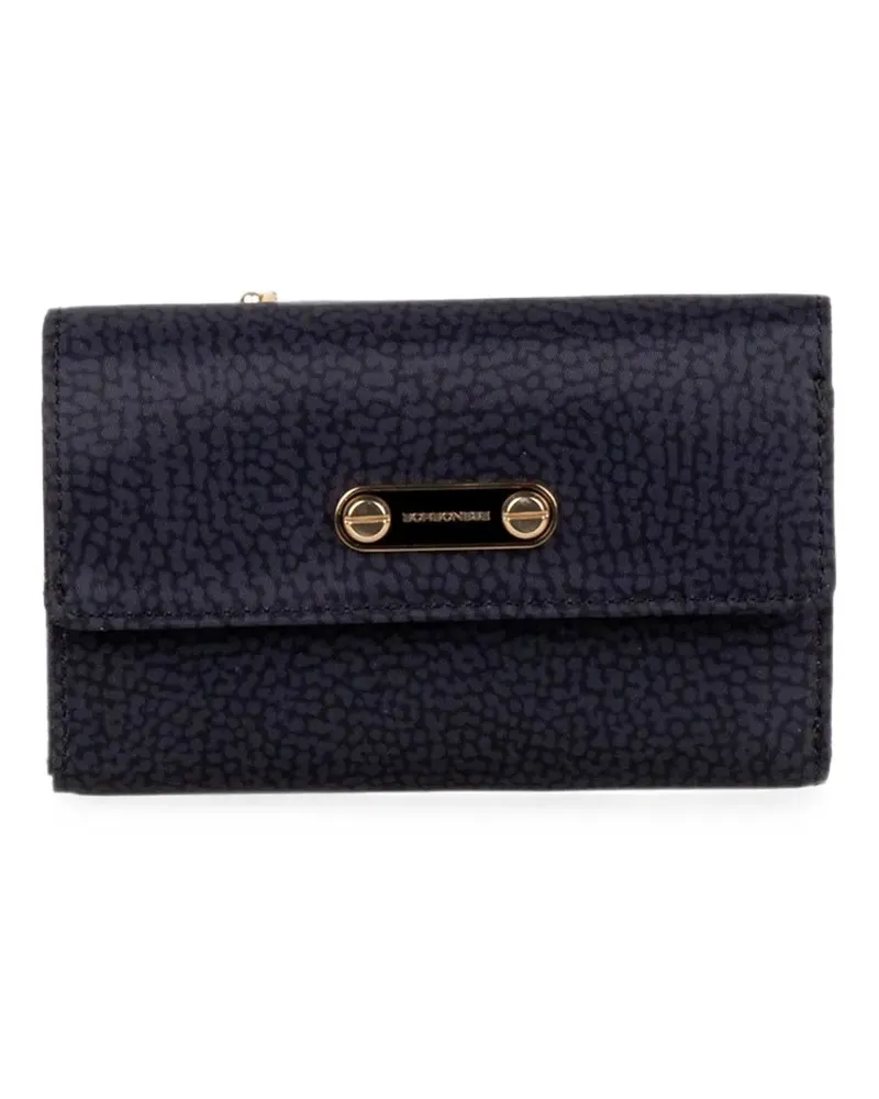 Borbonese OP-print logo-plaque wallet - Blau Blau