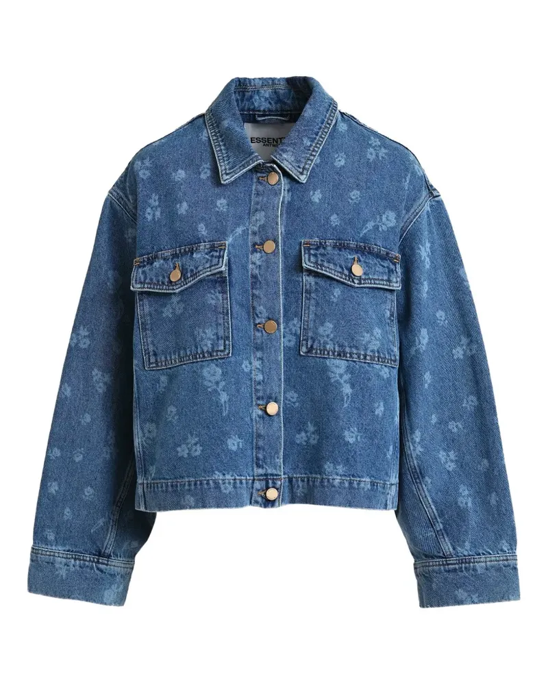 Essentiel floral-print denim jacket - Blau Blau
