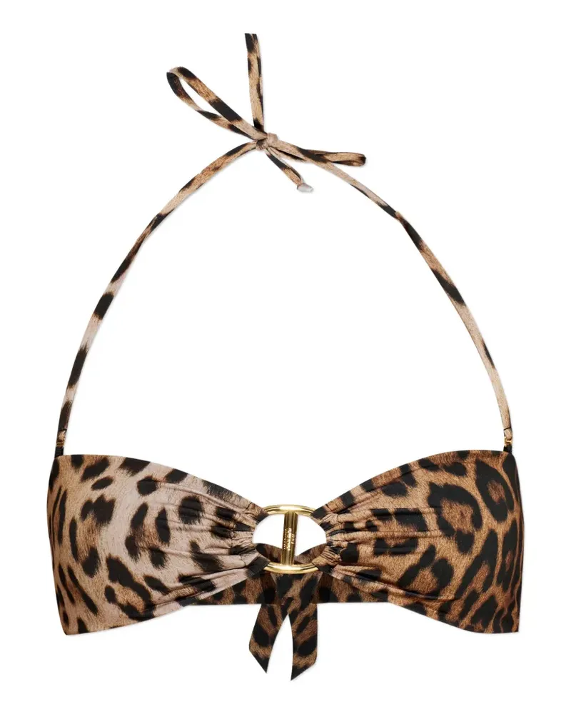 Moschino ring leopard-print beachwear top - Nude Nude