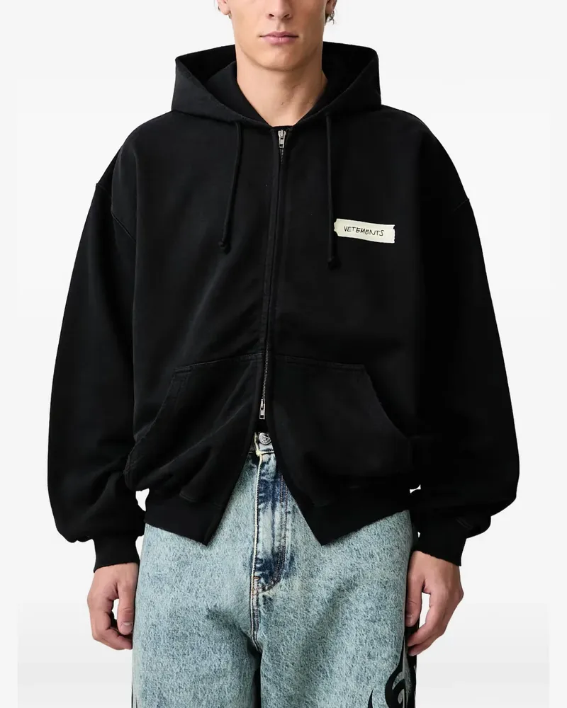 VETEMENTS Scribbled Logo zip-up hoodie - Schwarz Schwarz