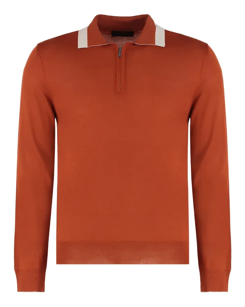 MOORER Clancy-MLL collar-zip polo shirt - Orange Orange