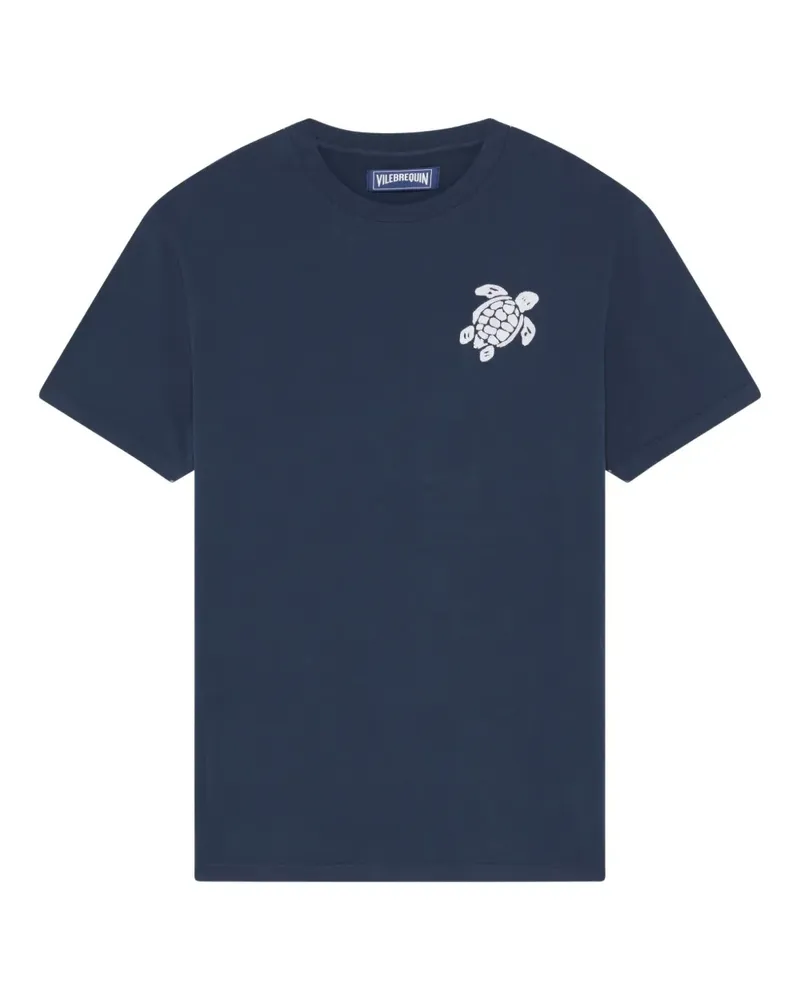 Vilebrequin Rundhals-T-Shirt mit Schildkröten-Stickerei - Blau Blau