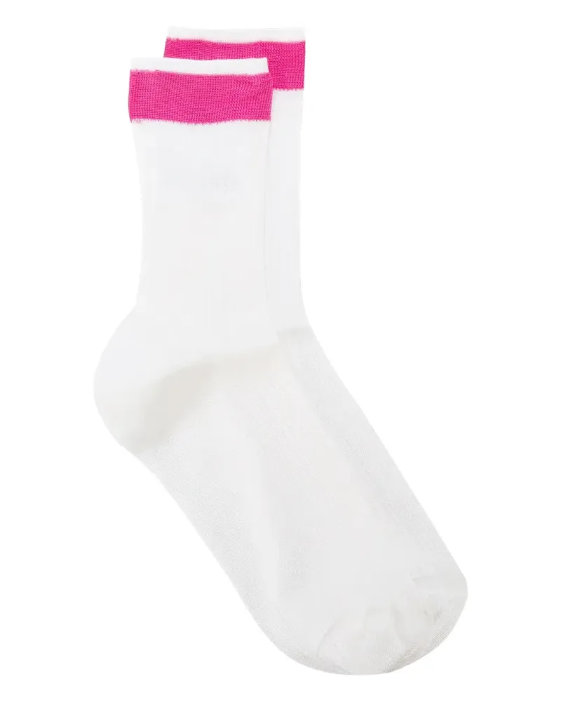 Valentino Garavani Gerippte Socken mit Kontraststreifen - Weiß Weiß