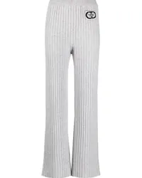 Twin-Set Gerippte Hose mit Logo-Patch Grau