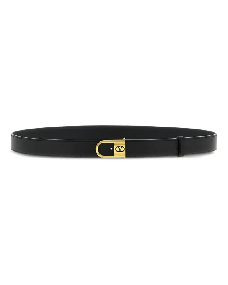 Valentino Garavani enamelled VLogo Signature belt - Schwarz Schwarz