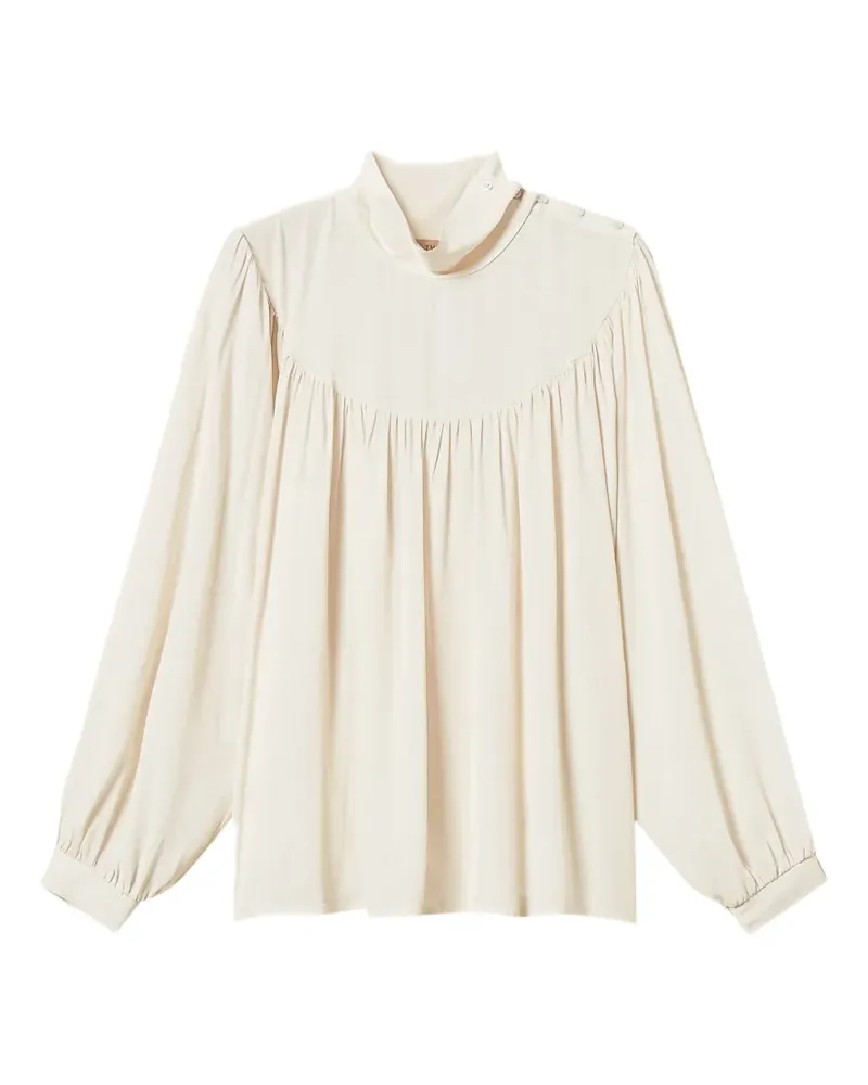 Twin-Set crêpe de Chine blouse with gathering - Nude Nude