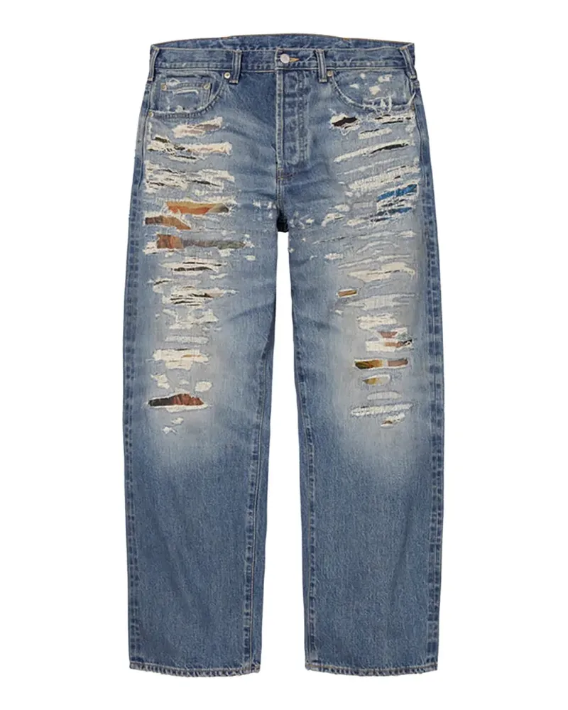Supreme Being x MM6 Maison Margiela distressed-effect trousers - Blau Blau