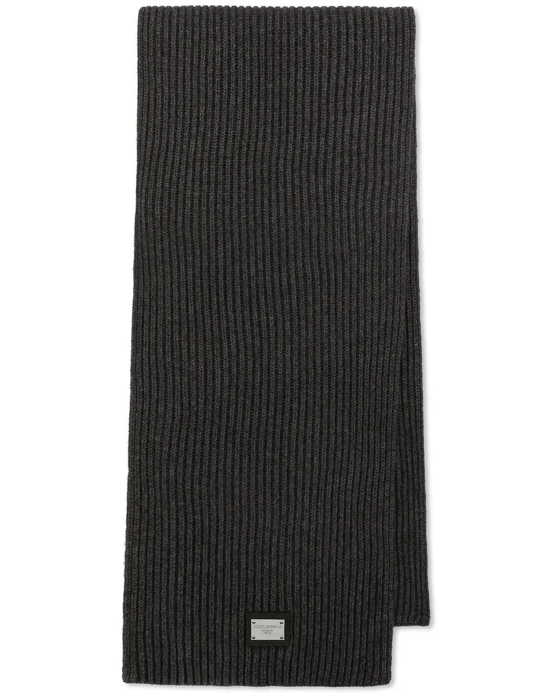 Dolce & Gabbana Schal mit Logo-Patch - Grau Grau