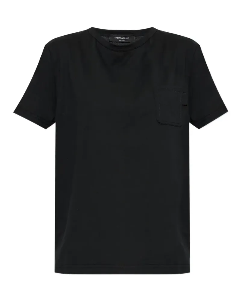 Fabiana Filippi T-Shirt mit Brusttasche - Schwarz Schwarz