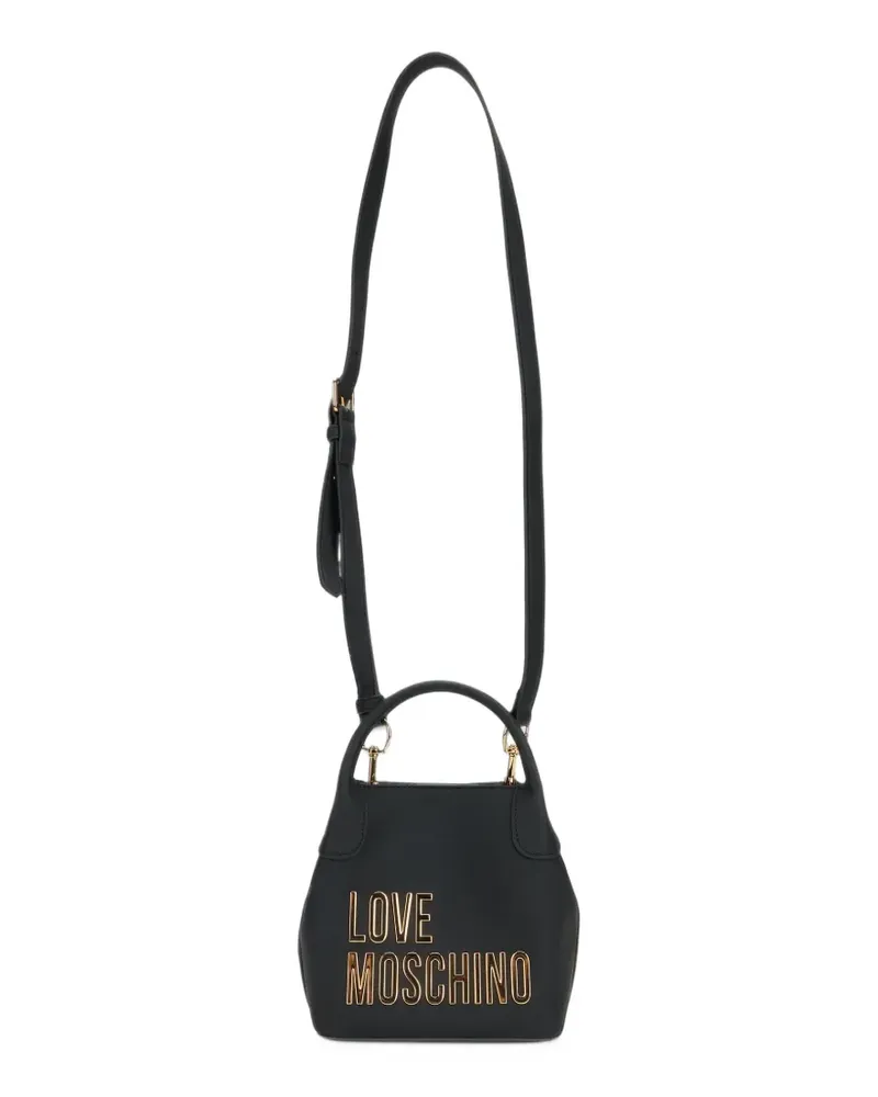 Moschino Schultertasche mit Logo-Schild - Schwarz Schwarz
