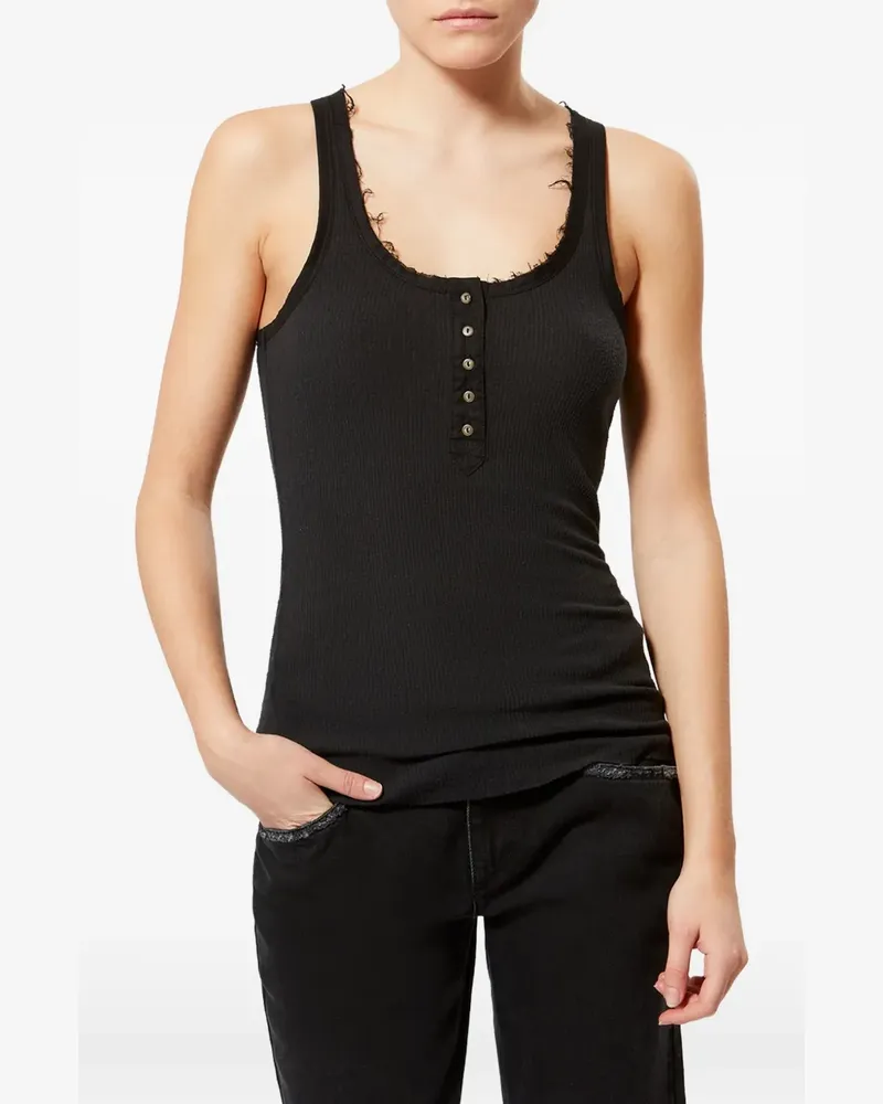 Isabel Marant Helma T-Shirt mit Knopfverschluss - Schwarz Schwarz