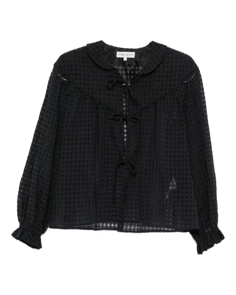 Stine Goya gingham tie-fastening blouse - Schwarz Schwarz